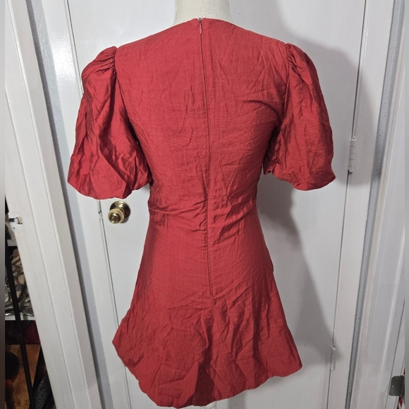 TCEC Red Puffy Sleeves Mini Dress Sz Small - Picture 7 of 10